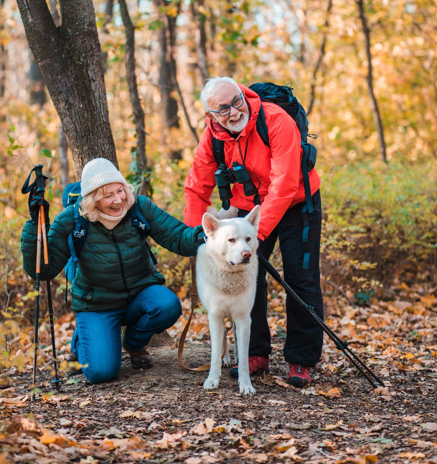 Retired couple hiking